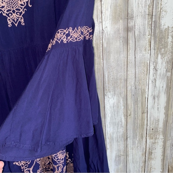 Flying Tomato Navy Embroidered Wide Sleeve Dress - Picture 4 of 6